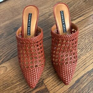 Veronica Beard Terracotta Woven Mules